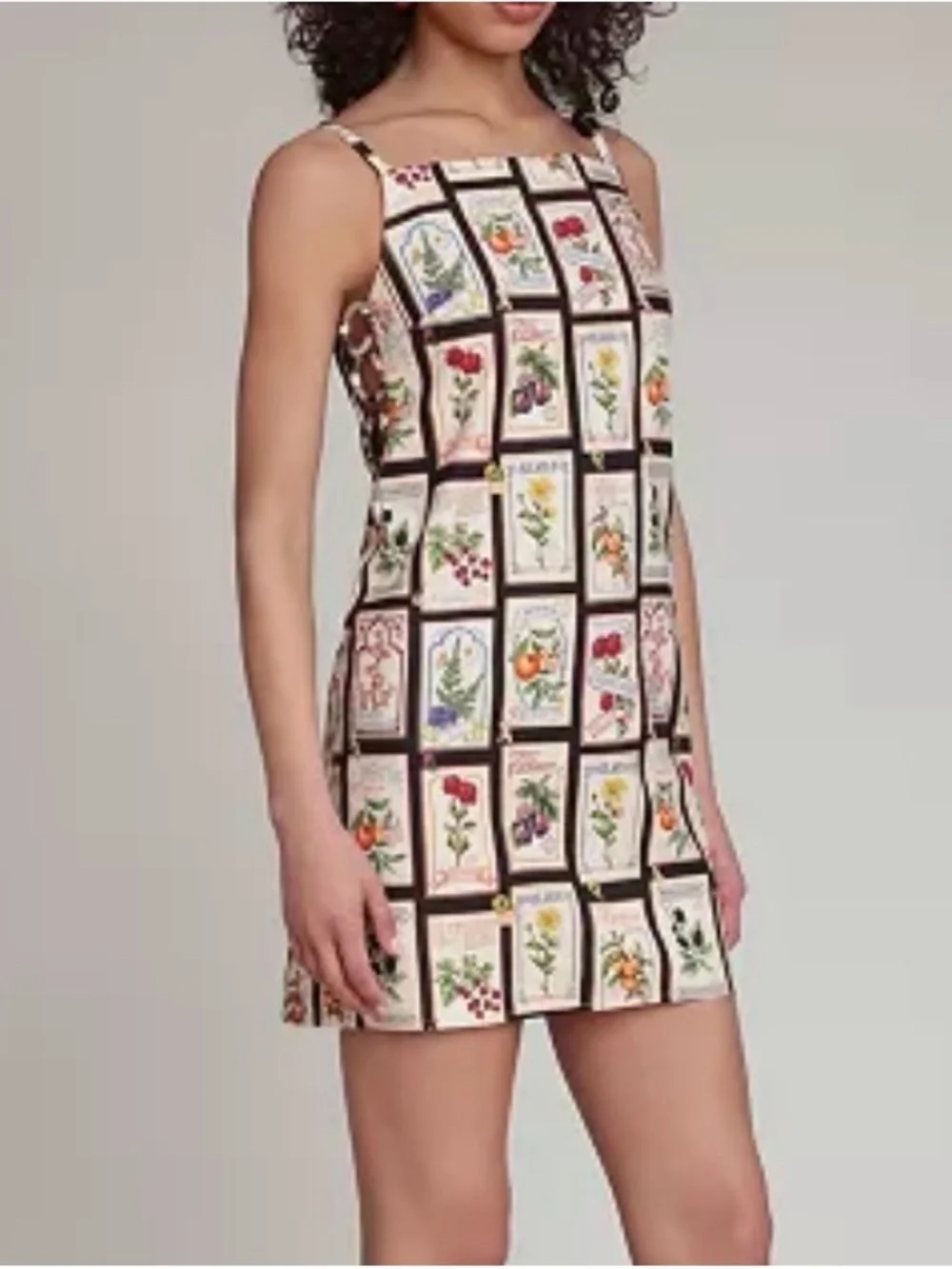 Avec Les Filles Botanical-Print Square-Neck Mini Dress in size 6 NWT - Picture 2 of 7